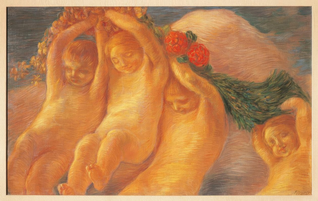 Putti z wieńcem, 1906-1908, autorstwa Gaetano Previati