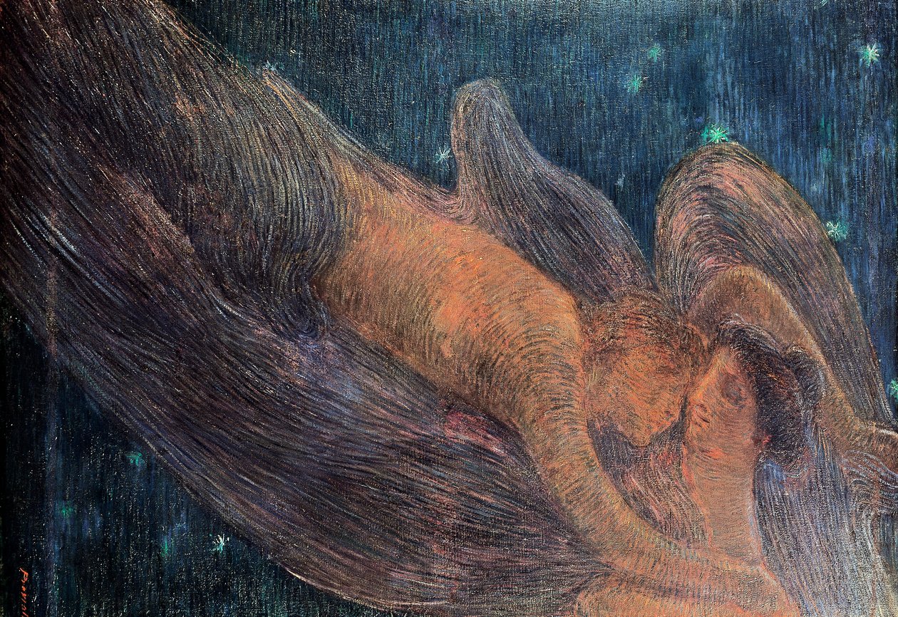 Noc, Gaetano Previati (1852-1920), olej autorstwa Gaetano Previati
