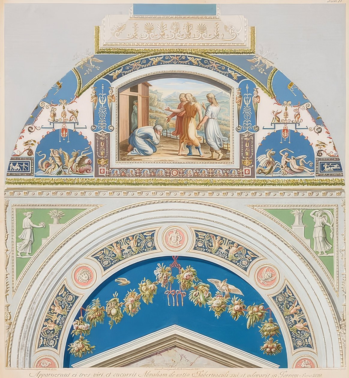 Lunetka i pole sklepienne z Abrahamem i trzema aniołami. 1774 autorstwa Gaetano Savorelli