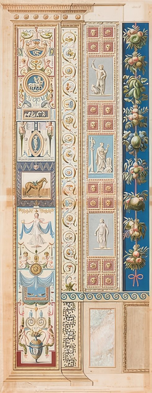 Pilaster Loggia II (ozdoba z osiodłanym koniem w części środkowej) autorstwa Gaetano Savorelli