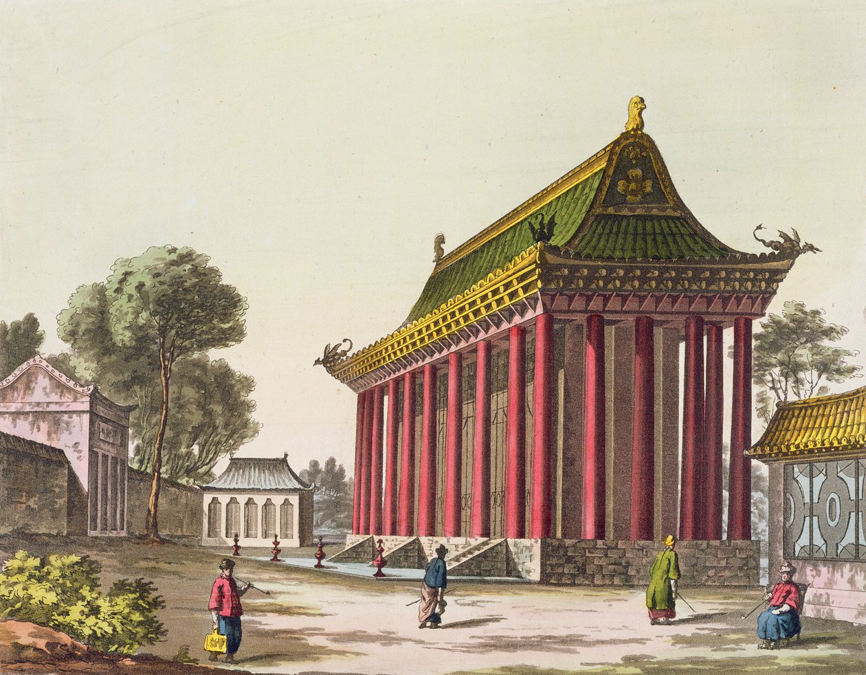 Pałac Europejski w Yuen-Ming-Yuan, ilustracja z Le Costume Ancien et Moderne autorstwa Giulio Ferrario, wydana ok. 1820-30 autorstwa Gaetano Zancon