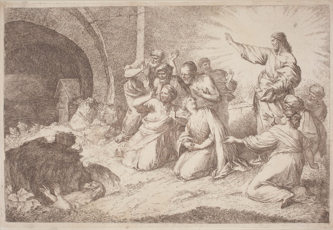 Wskrzeszenie Łazarza autorstwa Gaetano Zompini, after Giovanni Benedetto Castiglione