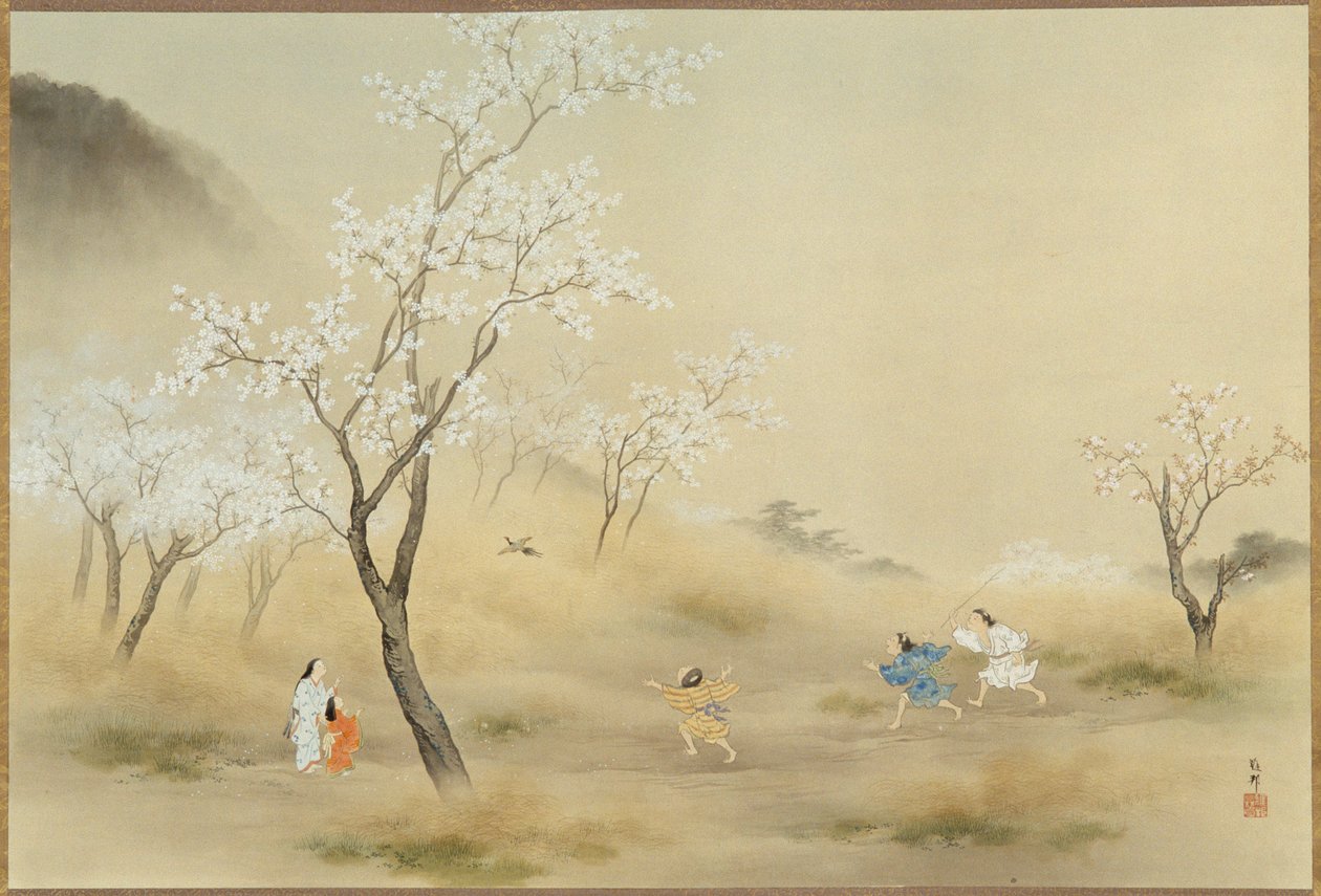 No-asobi (zabawa w polu), ok. 1905 (atrament i kolor na papierze) autorstwa Gaho Hashimoto