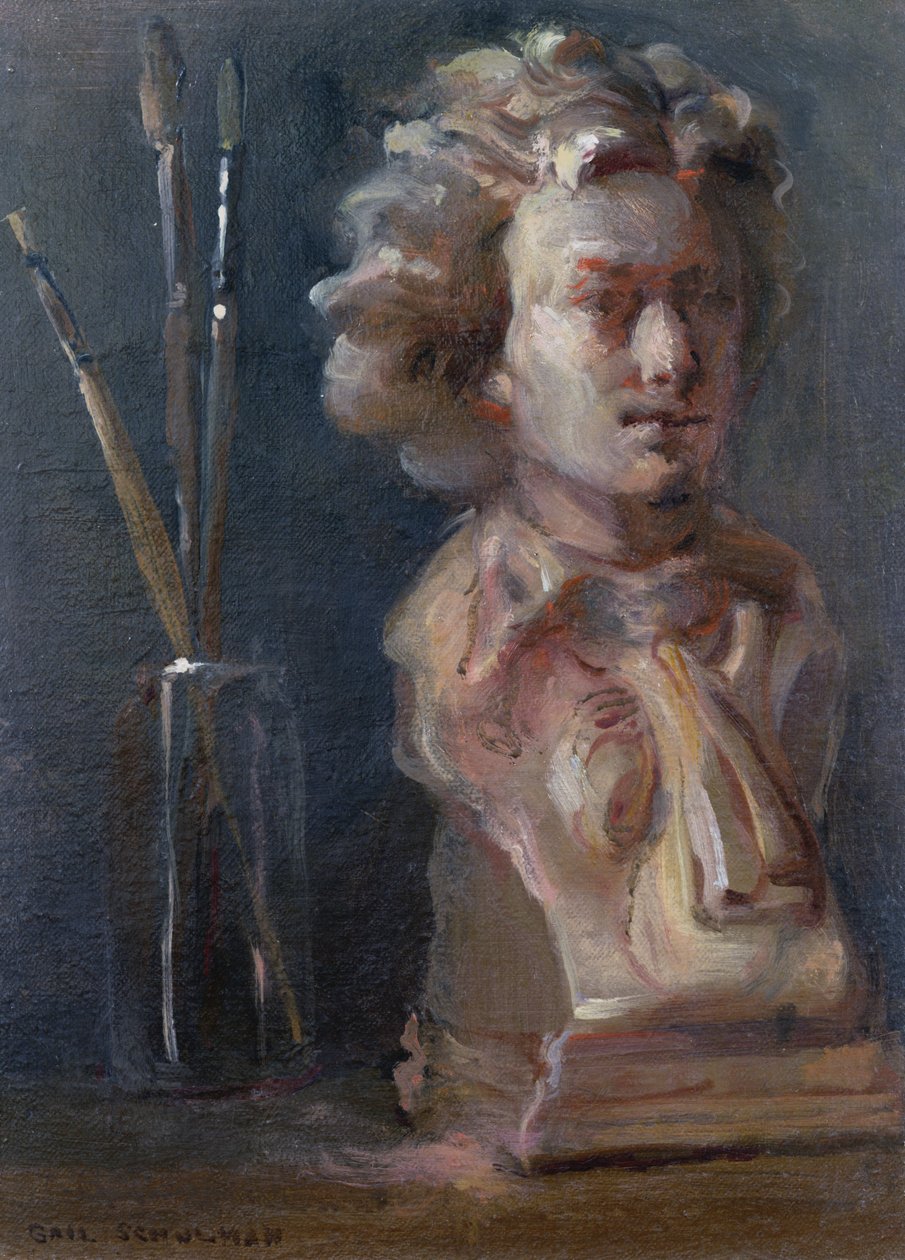Popiersie Beethovena (1770-1827) z pędzlami autorstwa Gail Schulman