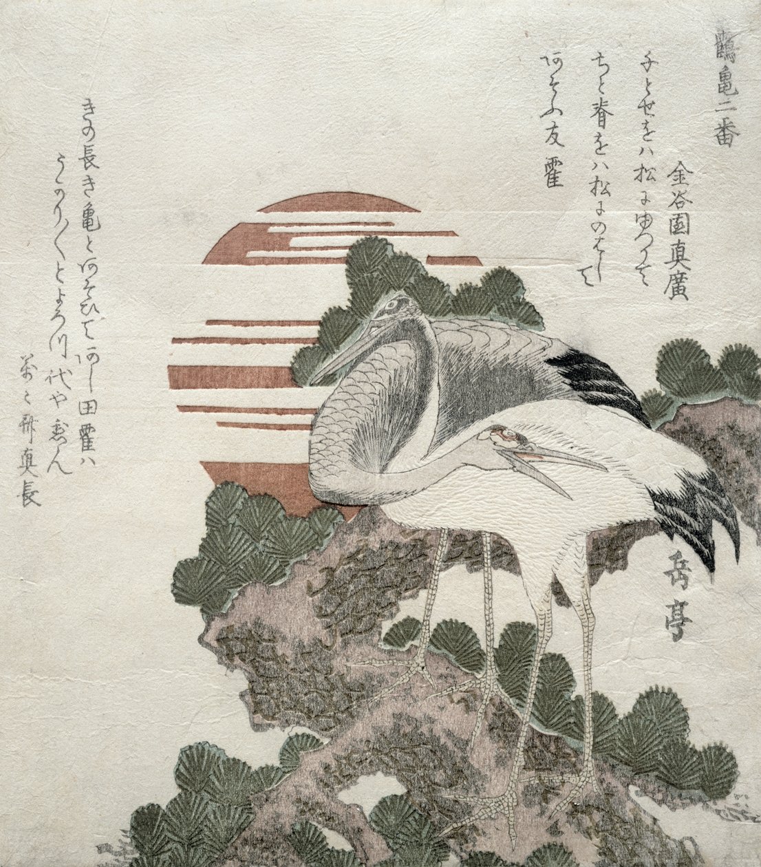 Żuraw (Tsuru) z serii 2 projektów Żurawie i Żółwie, 1818-30 (drewnoryt) autorstwa Gakutei Harunobu