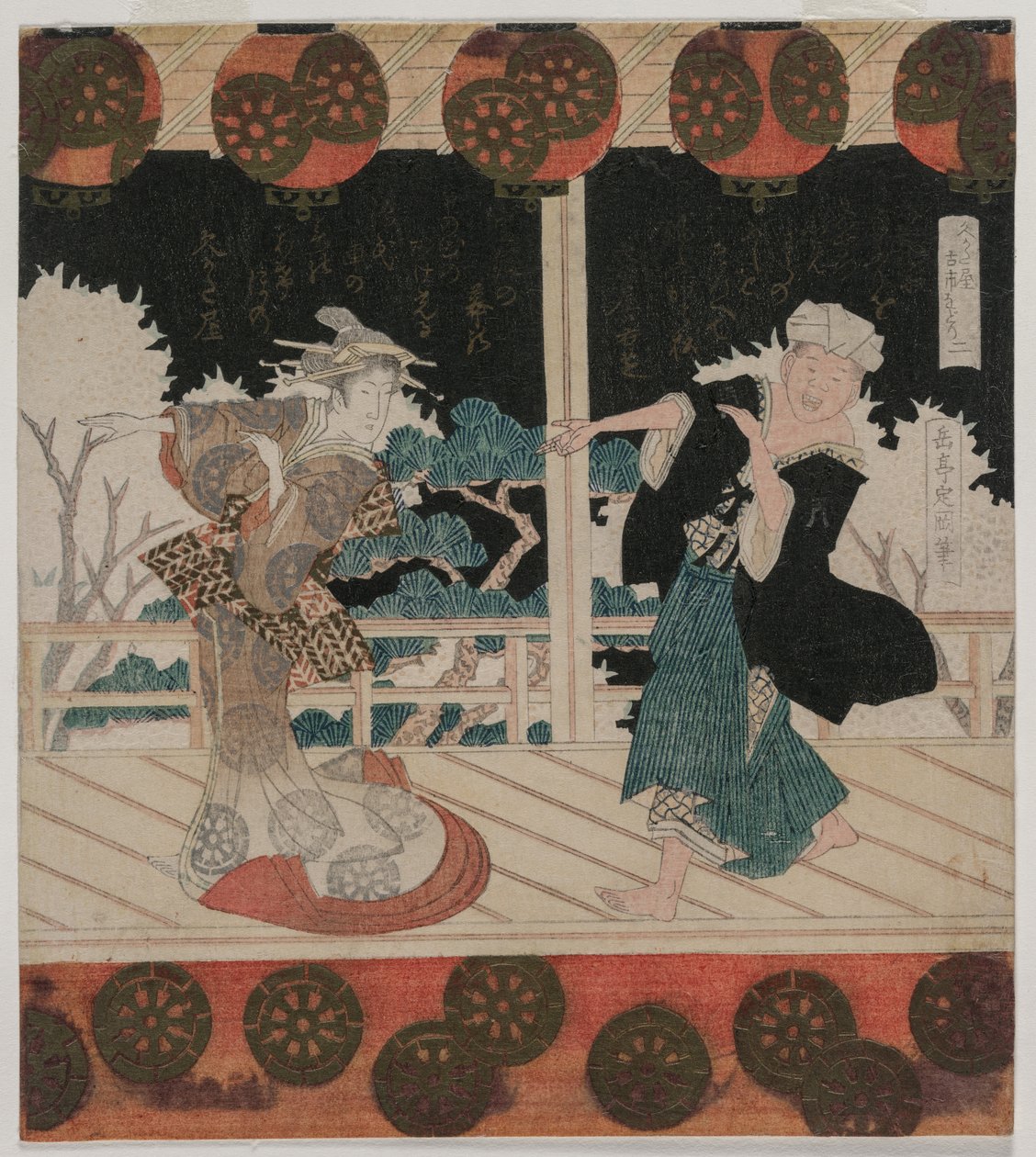 Taniec w Furuichi dla grupy Hisagataya autorstwa Gakutei Harunobu