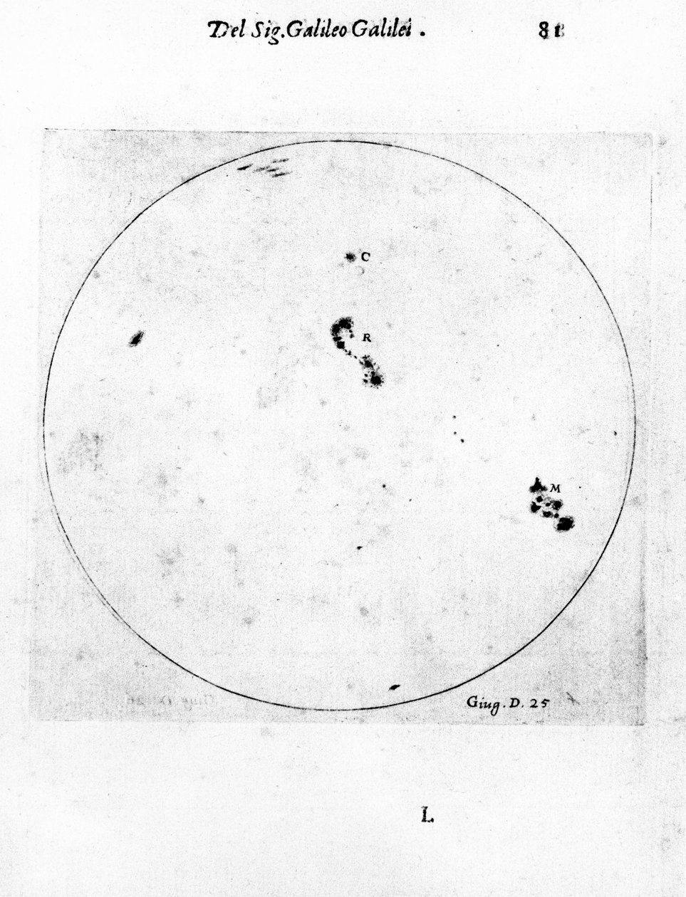 Galileos obserwacja plam słonecznych, 1613 autorstwa Galileo Galilei