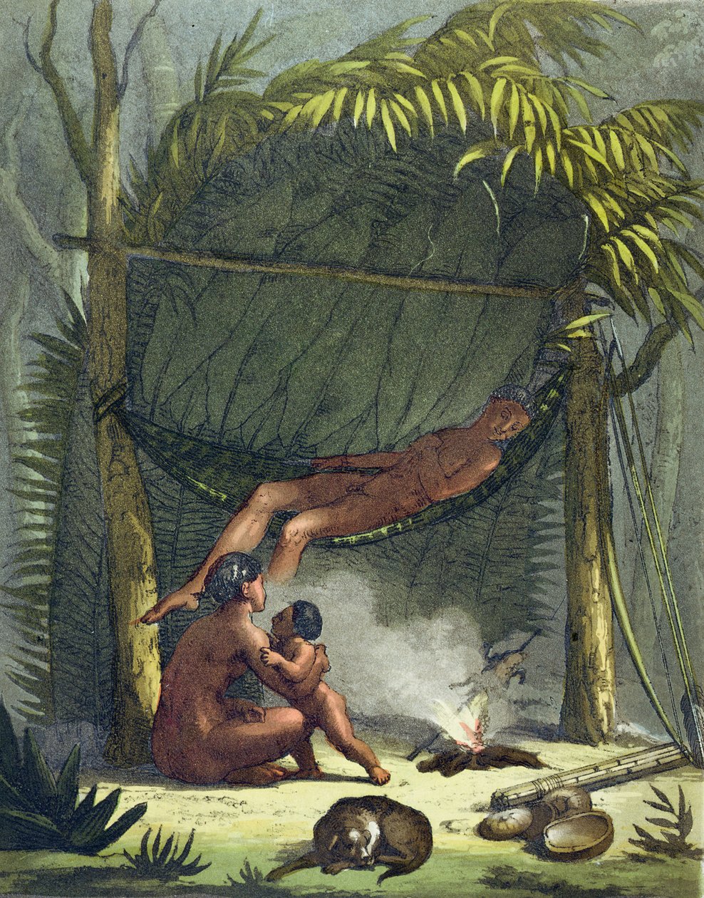 Widok chaty Puri w Brazylii, ok. 1820 r. autorstwa Gallo Gallina