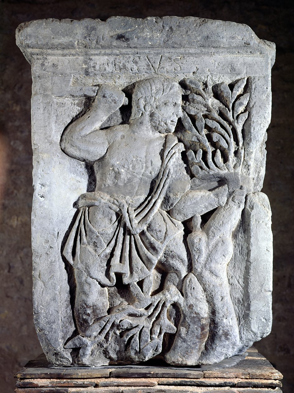 Stolica filaru Nautes przedstawiająca Esus tnącego jemiołę, 14-37 AD autorstwa Gallo Roman