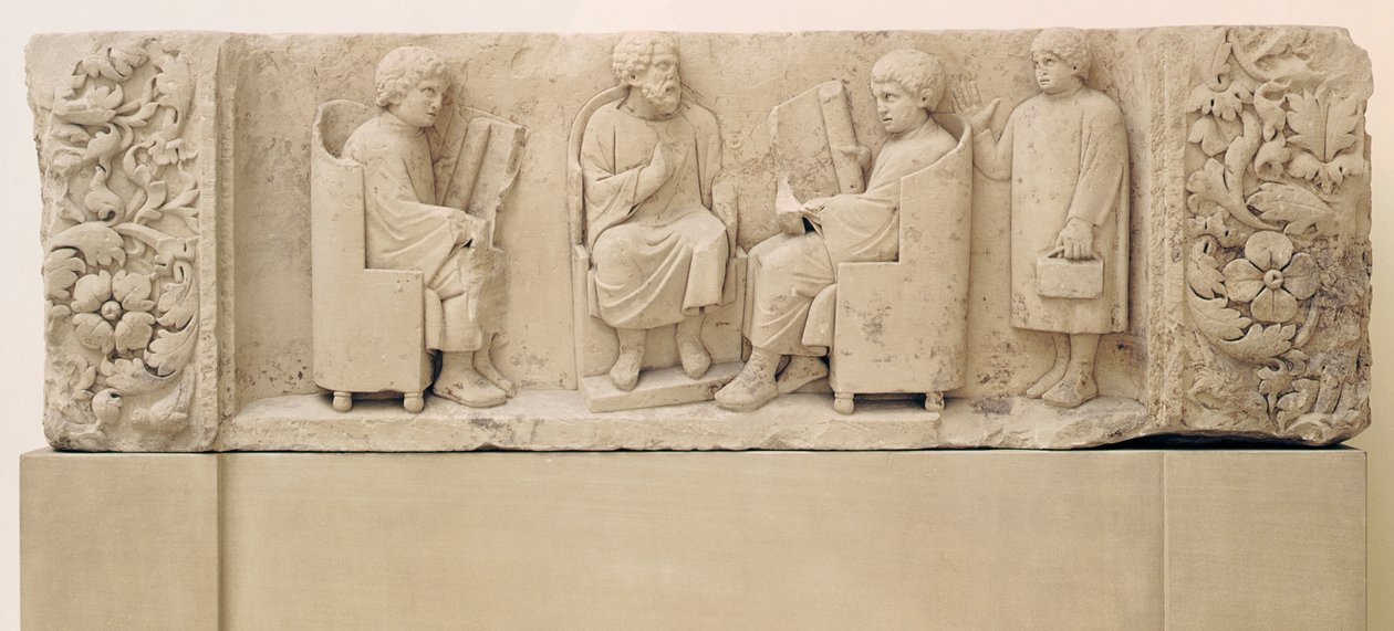 Relief przedstawiający scenę szkolną, z Neumagen autorstwa Gallo Roman