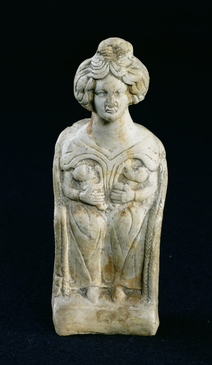 Statuetka bogini matki karmiącej dwoje dzieci (biała terakota) autorstwa Gallo Roman