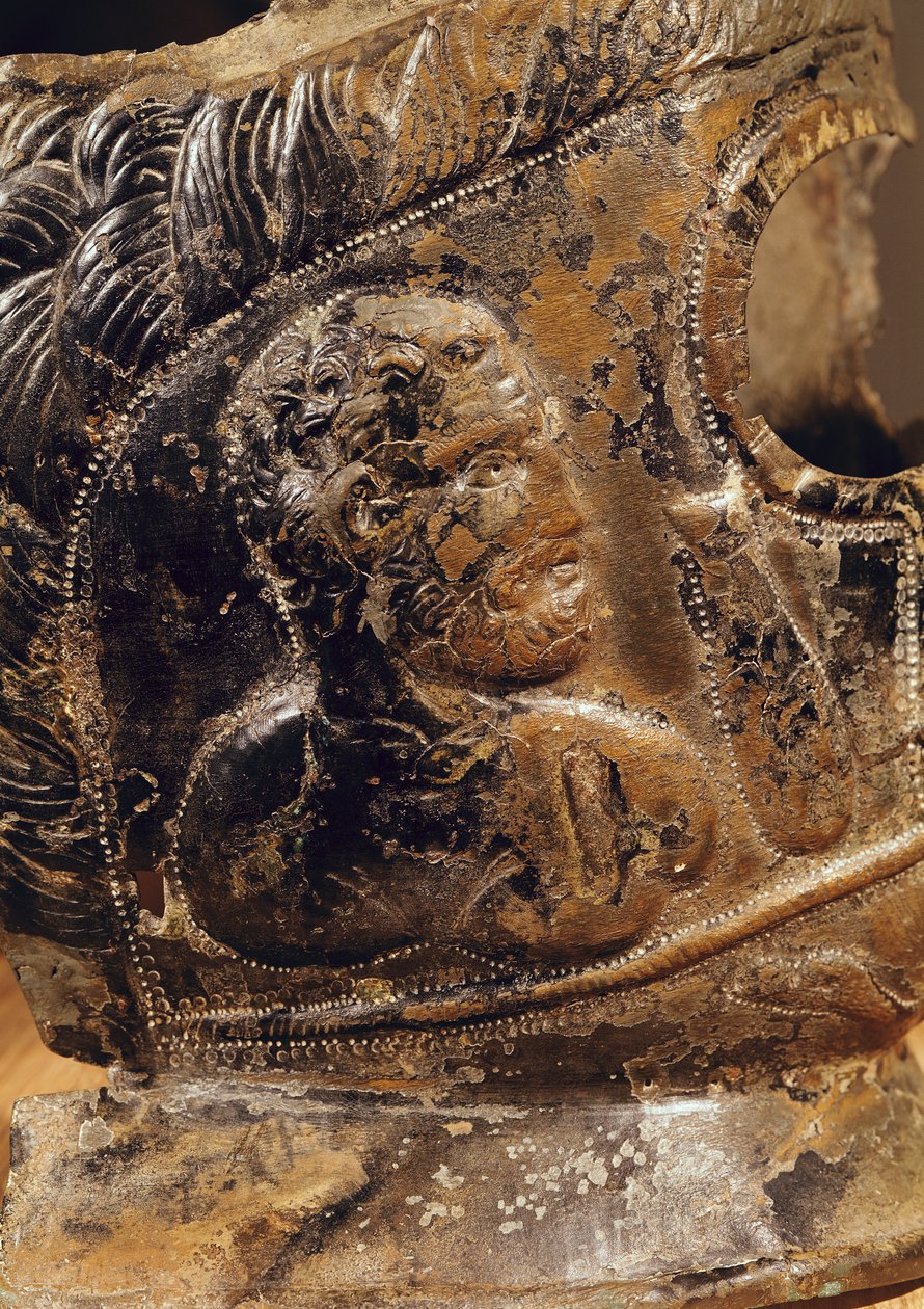 Szczegół maski gladiatorów z brązu z 131545 autorstwa Gallo Roman
