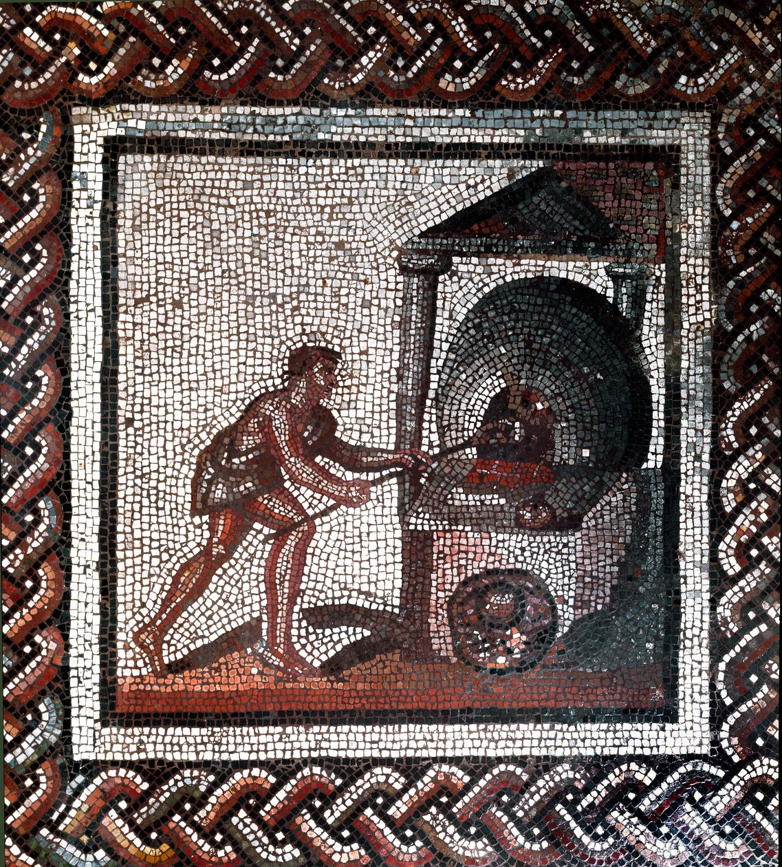 Scena robienia chleba. (mozaika, koniec II, początek III w.) autorstwa Gallo Roman