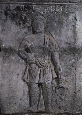 Stolica filaru Nautes przedstawiająca Wulkana trzymającego młot autorstwa Gallo Roman