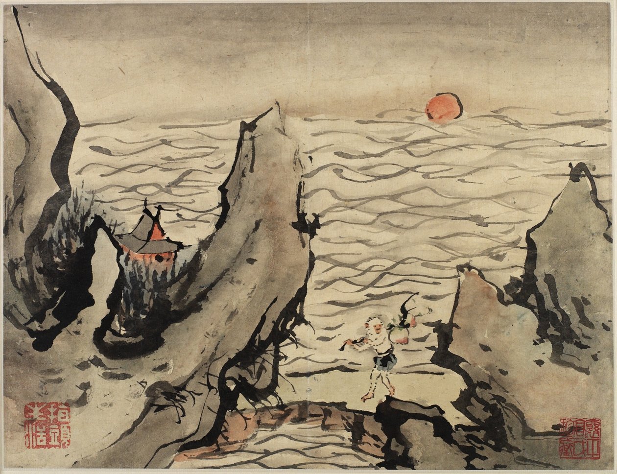 Malowanie palcami, z dziesięciu albumów, 1684 autorstwa Gao Qipei