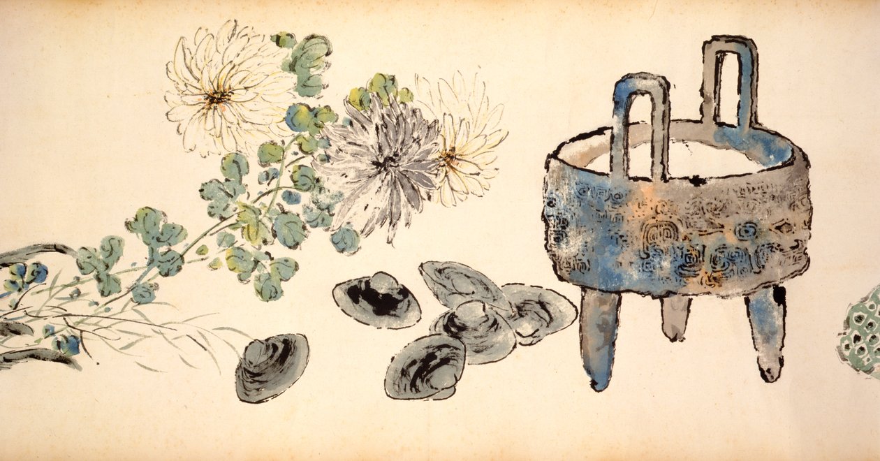 Martwa natura (tusz na papierze) autorstwa Gao Qipei