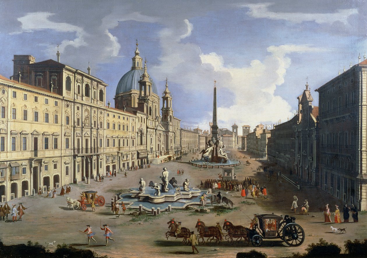 Widok na Piazza Navona w Rzymie autorstwa Gaspar van Wittel