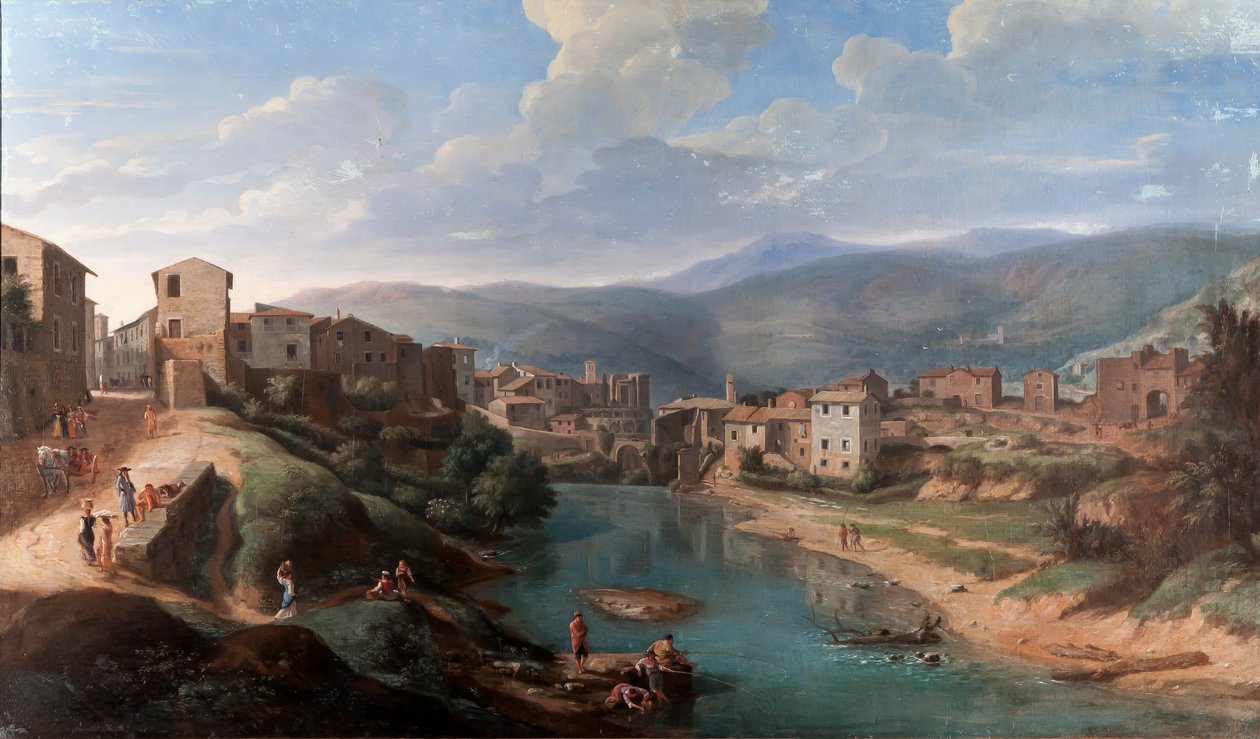 Widok na Aniene w Tivoli, ok. 1710-15 autorstwa Gaspar van Wittel