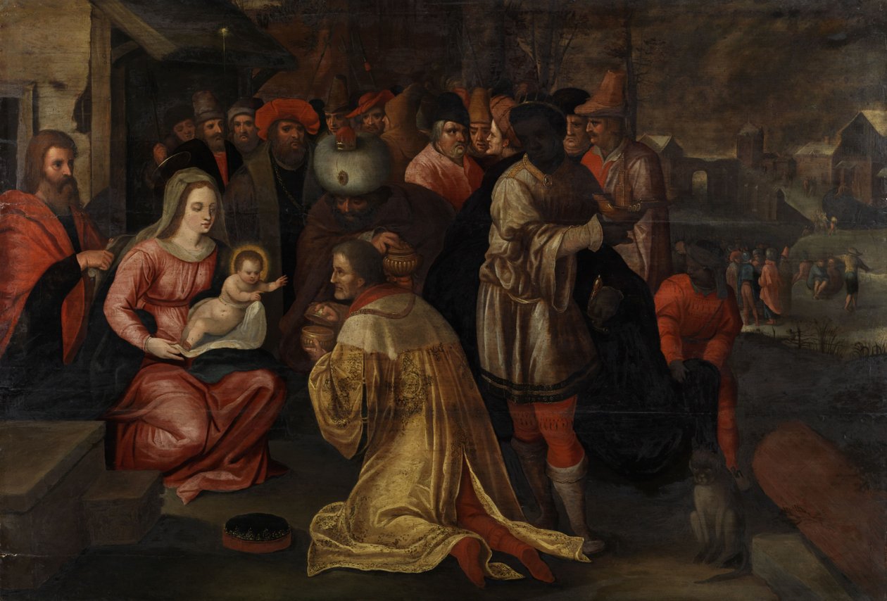 Trzech mędrców w adoracji dziecka autorstwa Gaspar van den Hoecke