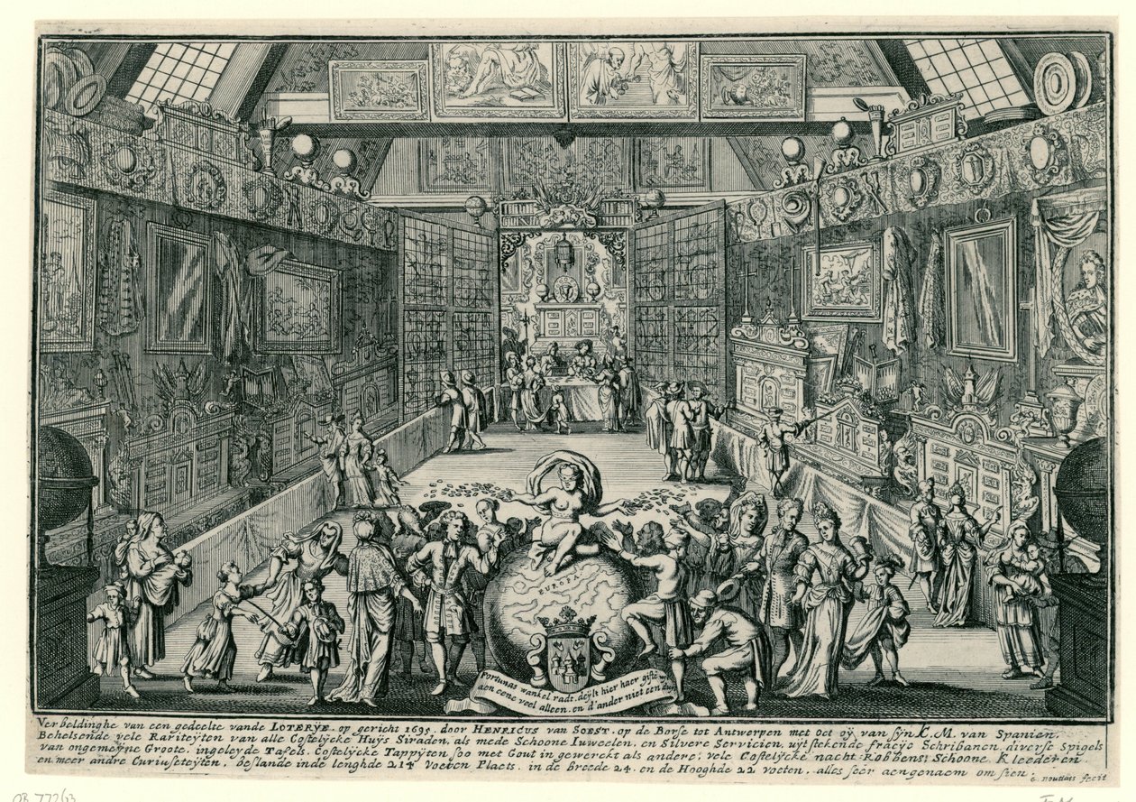 Loteria Henricusa van Soesta w Antwerpii, 1695 autorstwa Gaspar Bouttats