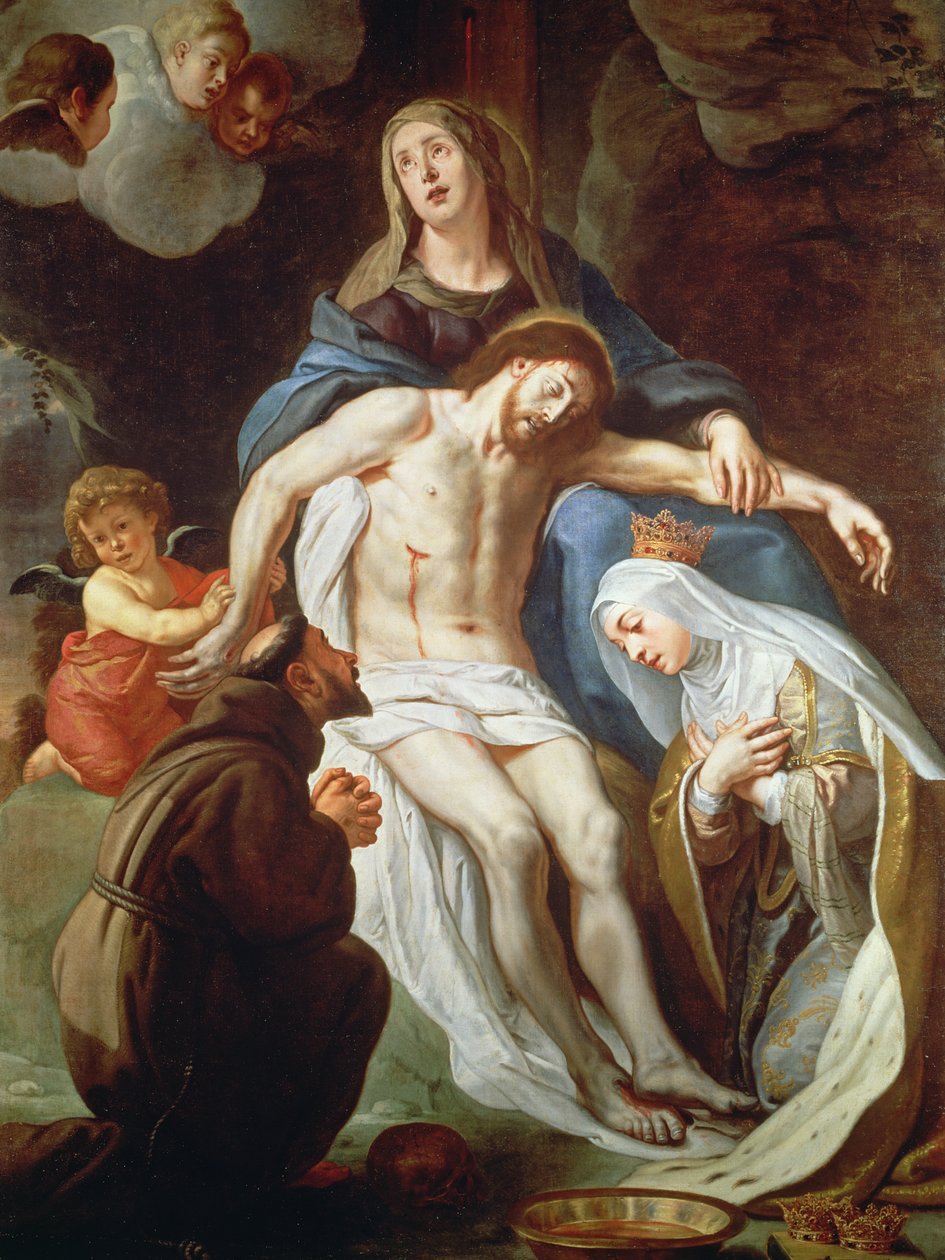 Pieta ze św. Franciszkiem z Asyżu (ok. 1181-1226) i św. Elżbietą Węgierską (1207-31) autorstwa Gaspar De Crayer