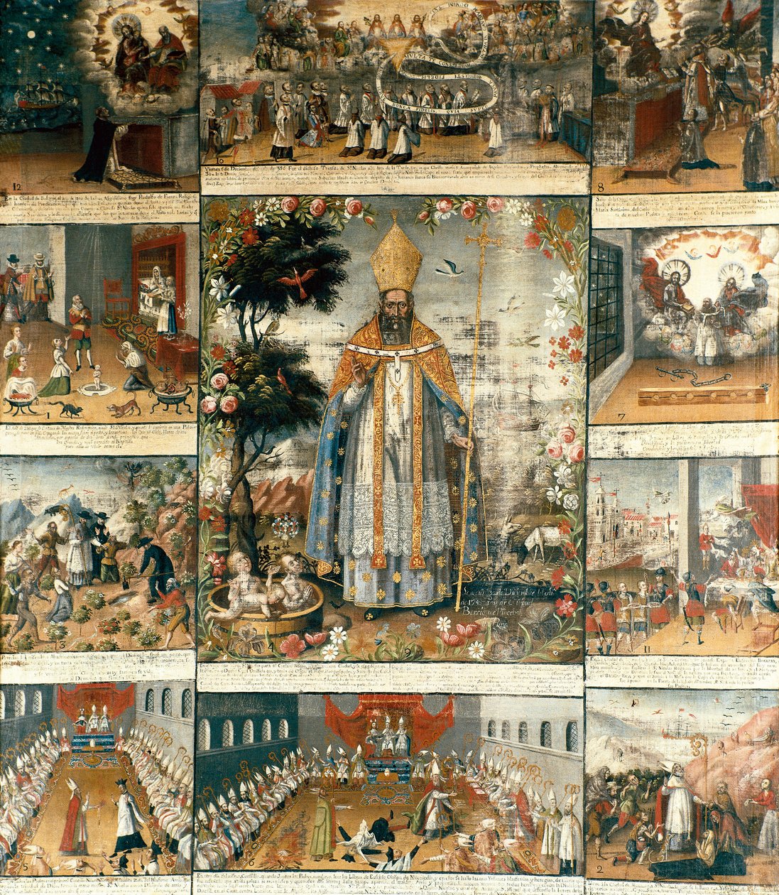 Ołtarz z życia św. Mikołaja z Miry lub Bari (270-345) autorstwa Gaspar Miguel de Berrio