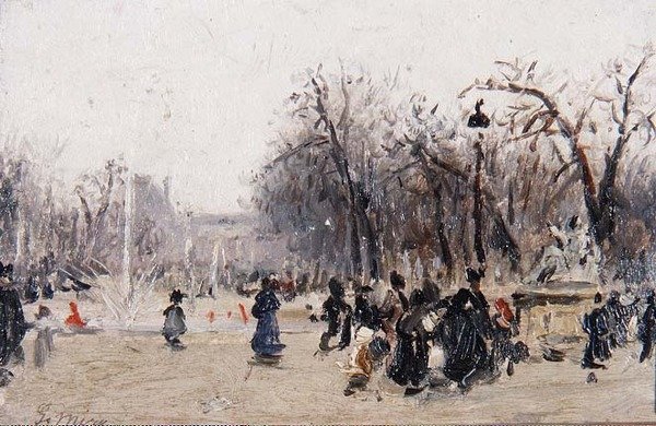 W Ogrodach Tuileries (tablica) autorstwa Gaspar Miro Lleo