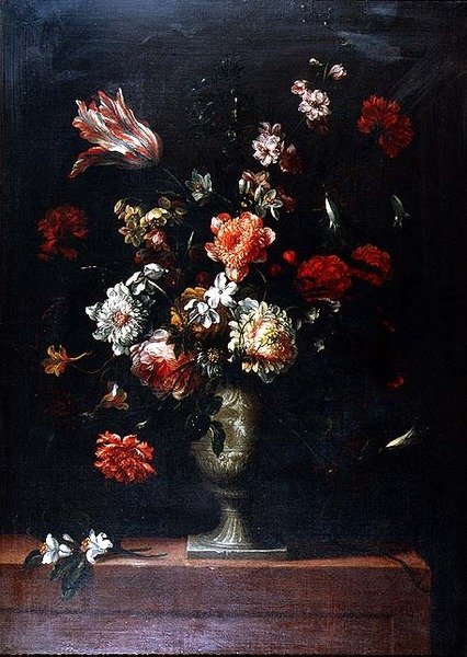 Martwa natura z kwiatami w kamiennym wazonie autorstwa Gaspar Pieter II Verbruggen