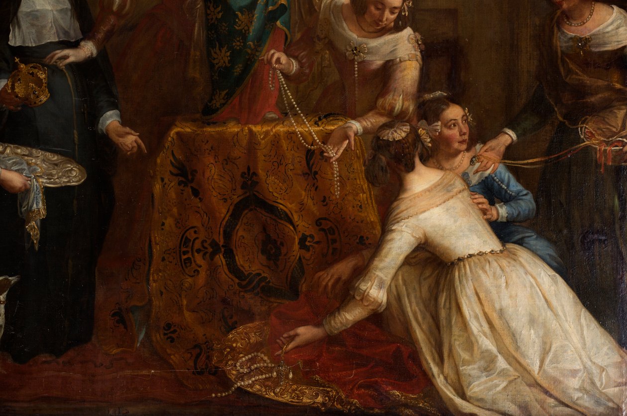 Kościół parafialny (Eglise Saint-Brice). Obraz „Arcyksiążę Izabela Hiszpanii dający biżuterię bazylice św. Marcina z Halle”. Gaspar de Crayer. autorstwa Gaspar De Crayer