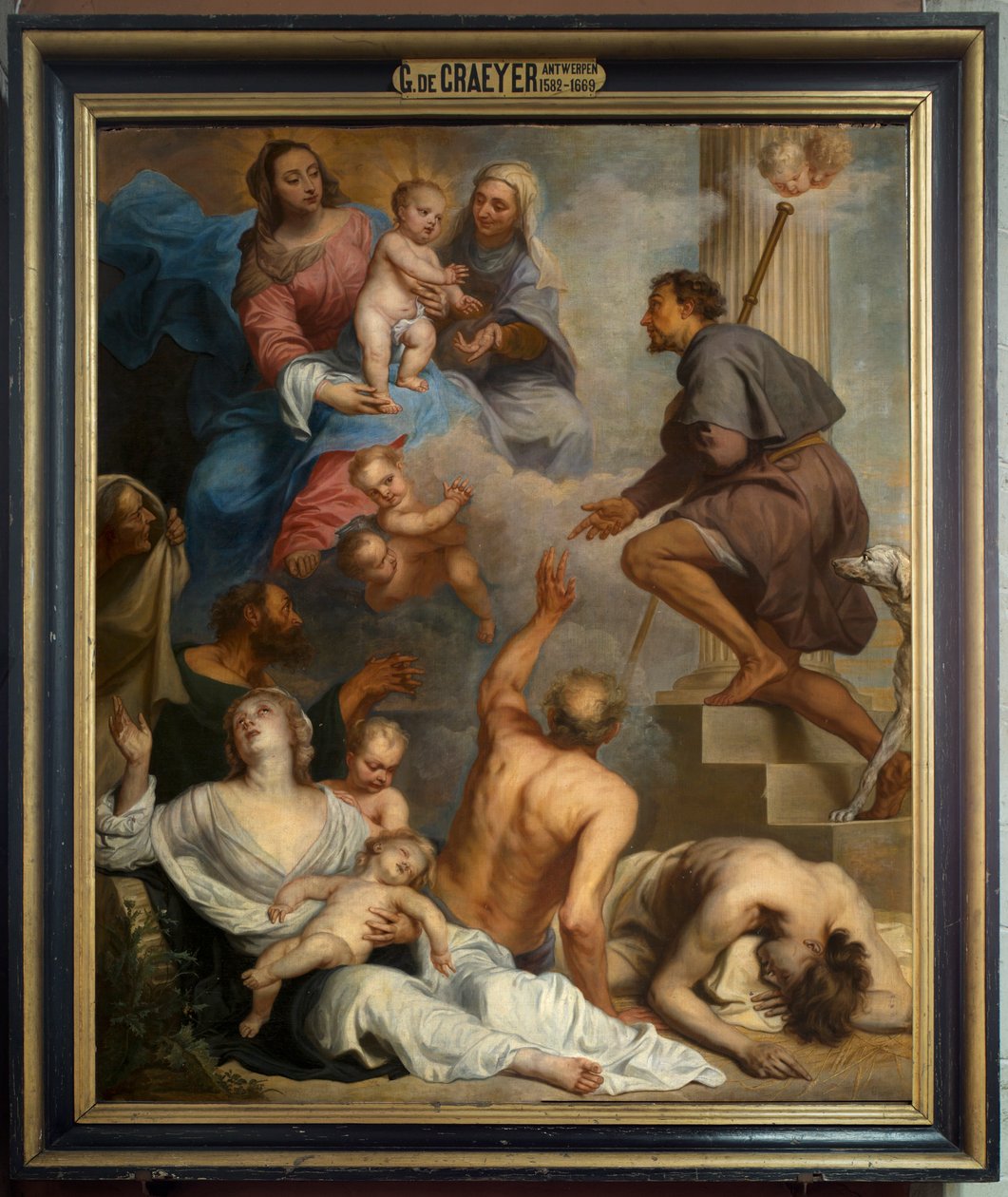 Kościół parafialny (Kościół Parafialny NMP). Wnętrze. obraz. Św. Rocha. Gaspar De Crayer autorstwa Gaspar De Crayer