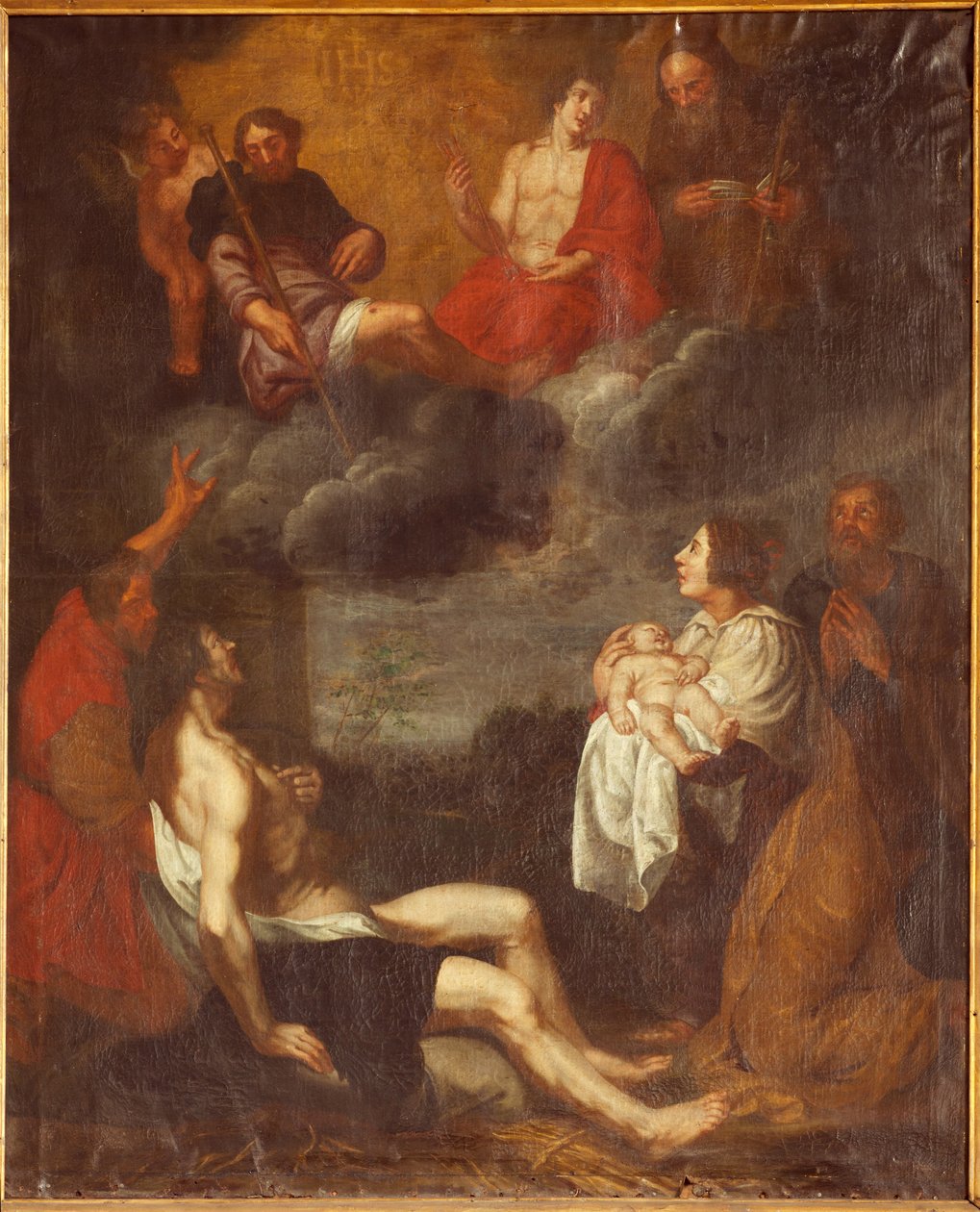 Kościół parafialny (Sint-Pieterskerk). Wnętrze. Nawa południowa. Ołtarz. Obraz. Narodziny Chrystusa. atr. do G De Craeyera. XVII wiek. (obraz) autorstwa Gaspar De Crayer