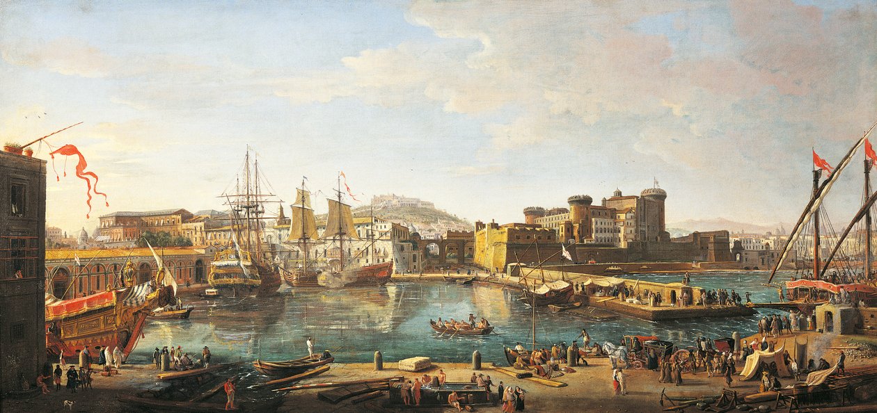Docklands w Neapolu, Gaspar van Wittel (1652 lub 1653-1736) autorstwa Gaspar van Wittel