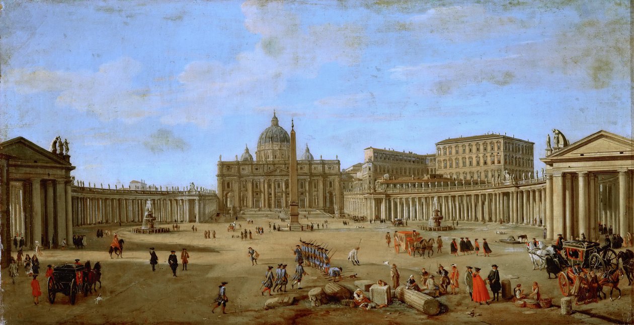Plac św. Piotra, Rzym - Caspar Adriaensz. van Wittel (Gaspare Vanvitelli) (1656-1736). Olej na płótnie, ok. 1705. Wymiar: 44,5x84,2 cm. Muzeum Historii Sztuki, Wiedeń autorstwa Gaspar van Wittel