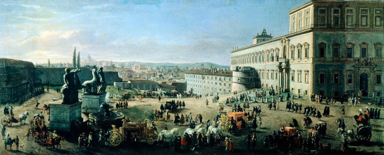 Plac i Pałac Monte Cavallo (olej na płótnie) autorstwa Gaspar van Wittel