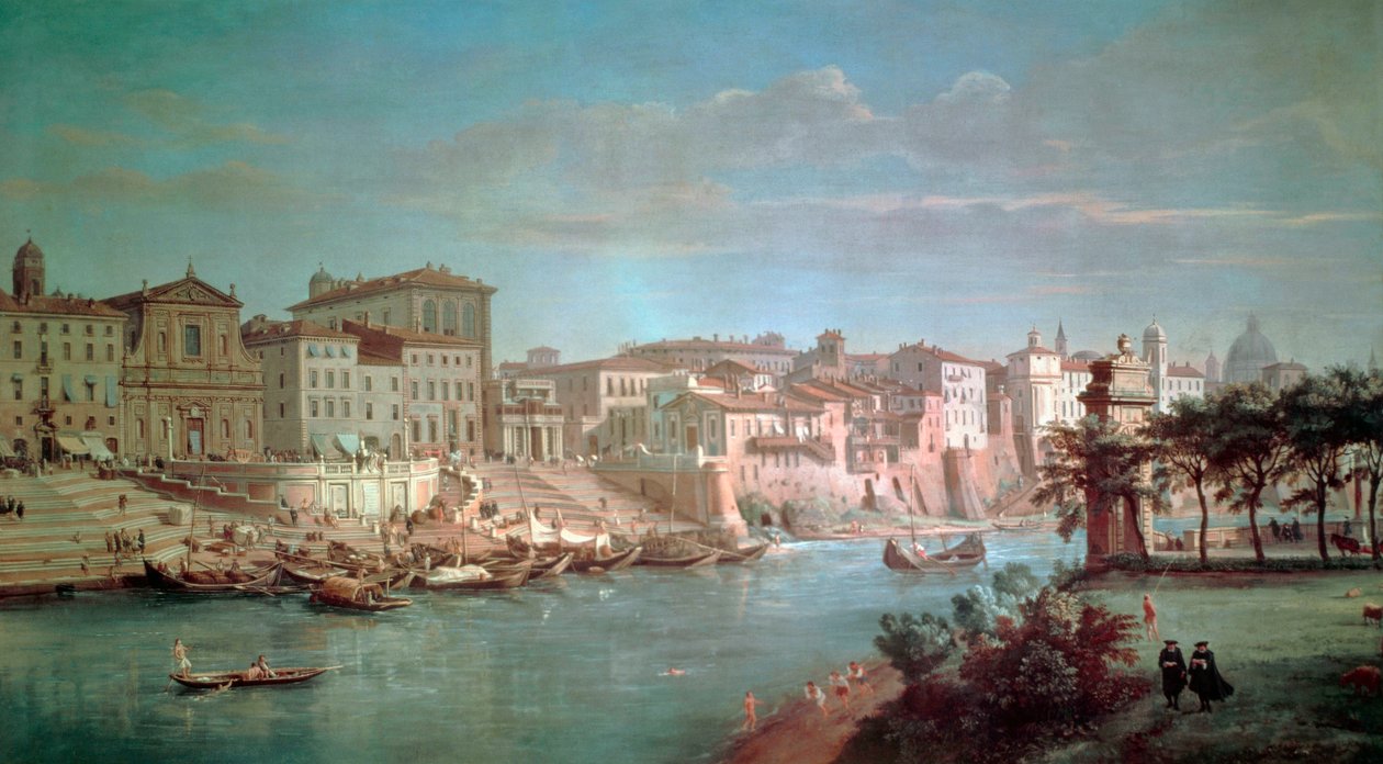 Z Tybru do Porto di Ripetta przez Gaspara van Wittel (1652 lub 1653-1736) autorstwa Gaspar van Wittel