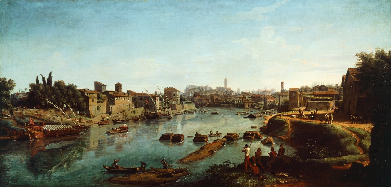 Widok Tybru, Gaspar van Wittel (ok. 1652-1736) autorstwa Gaspar van Wittel