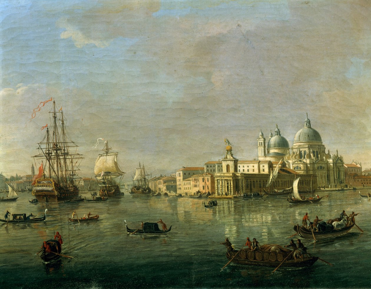 Widok Wenecji z Giudeccą i domem celnym, autorstwa Gaspara van Wittel (1652 lub 1653-1736), olej na płótnie, 27x42 cm, detal autorstwa Gaspar van Wittel