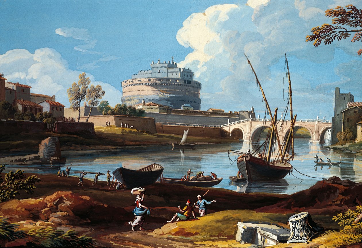 Tyber w Zamku Świętego Anioła w Rzymie autorstwa Gaspara van Wittel (1652 lub 1653-1736) autorstwa Gaspar van Wittel