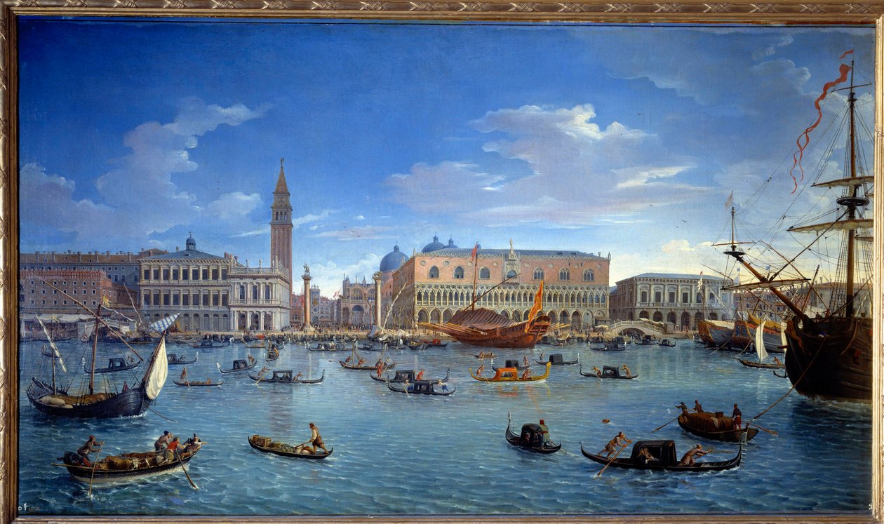 Widok na Wenecję, molo, plac i Pałac Dożów, z wyspy św. Jerzego (San Giorgio) Obraz Gaspare Vanvitelli (Gaspar van Wittel, Caspar Van Vitelli) (1653-1736) 1697 wym. Madryt, Musee du Prado - Widok Wenecji, p autorstwa Gaspar van Wittel
