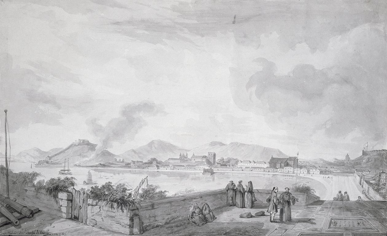 Widok Makau, 1787 (wc i atrament na papierze) autorstwa Gaspard Duche de Vancy