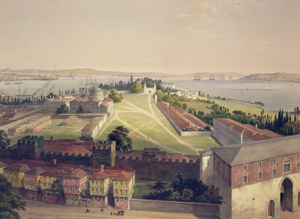 Panorama Konstantynopola, tablica 22 z "Aya Sofia Constantinople", wyryta przez Louisa Haghe (1806-85) 1852 autorstwa Gaspard Fossati