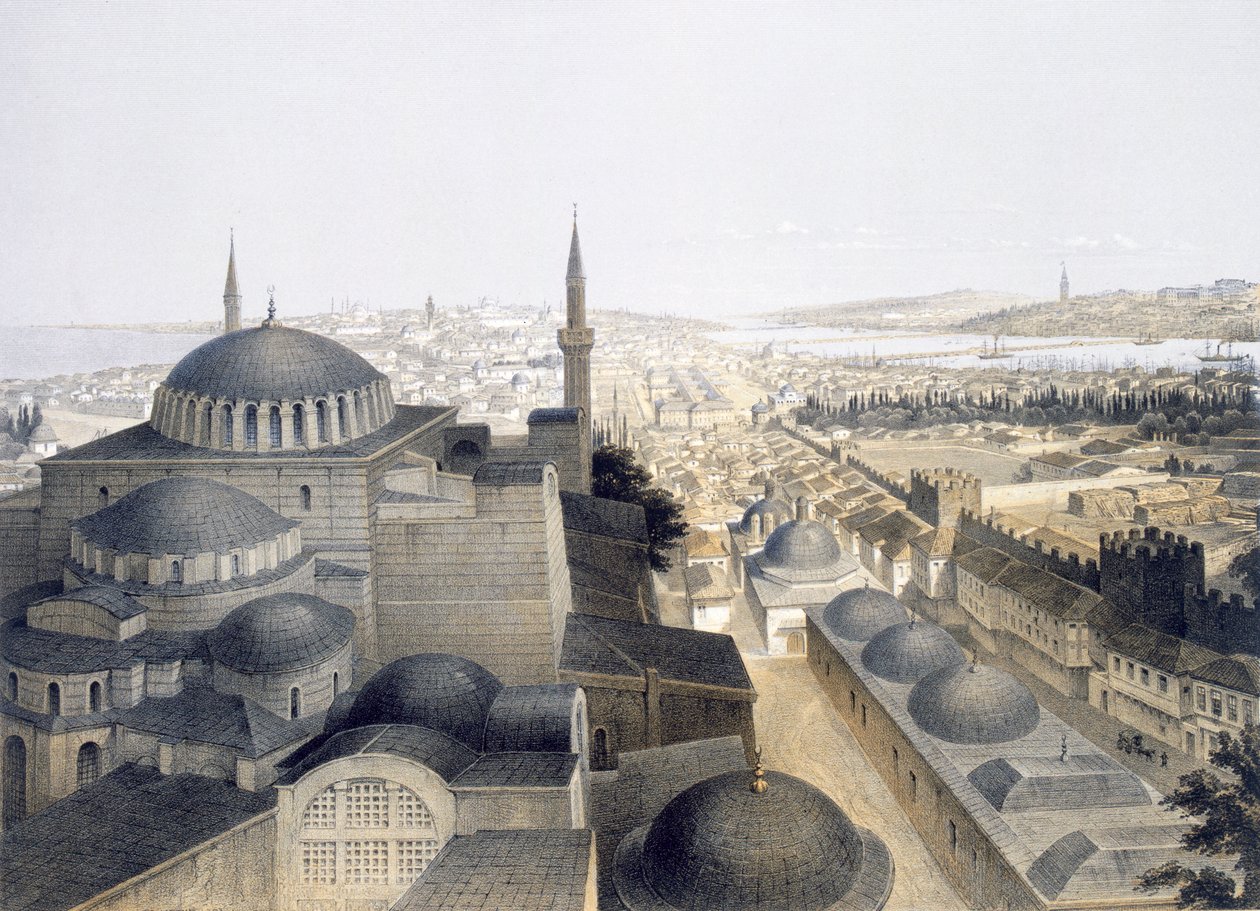 Panoramiczny widok Konstantynopola z kopuł, 1852 autorstwa Gaspard Fossati