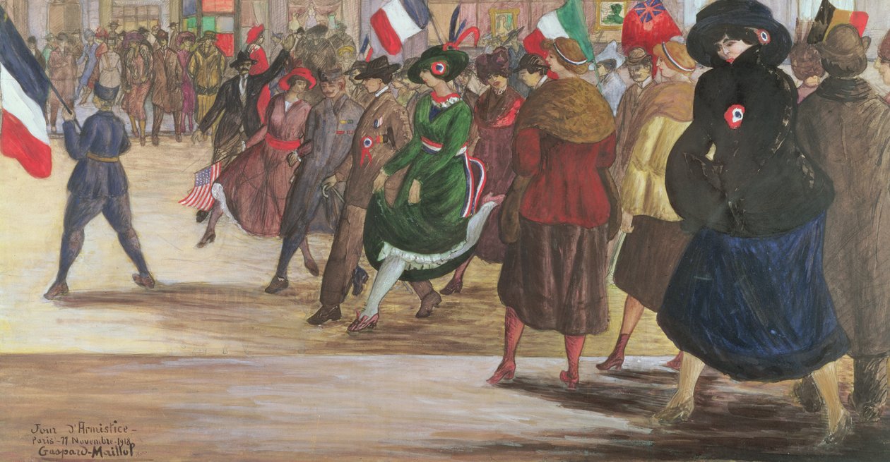 Dzień zawieszenia broni, Paryż, 11 listopada 1918 (ołówek i gwasz na papierze) autorstwa Gaspard Maillol