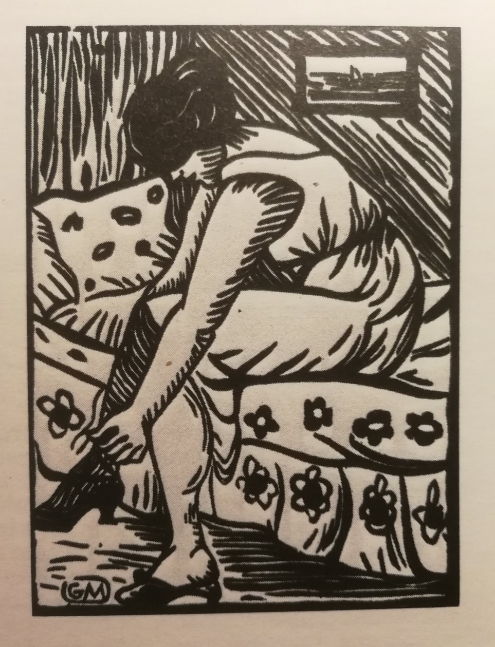 Kobieta ciągnąca pończochy, drzeworyt, z Galerie Barbery (Paryż) autorstwa Gaspard Maillol