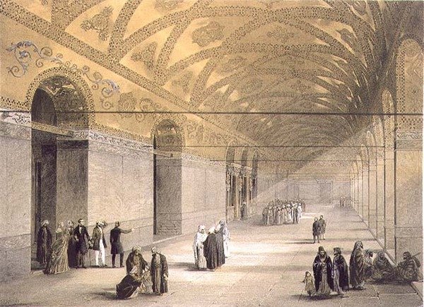 Hagia Sophia, tablica 10: wejście do Galerii Górnej, rycina Louis Haghe (1806-1885) wydana w 1852 r. (lito) autorstwa Gaspard (after) Fossati