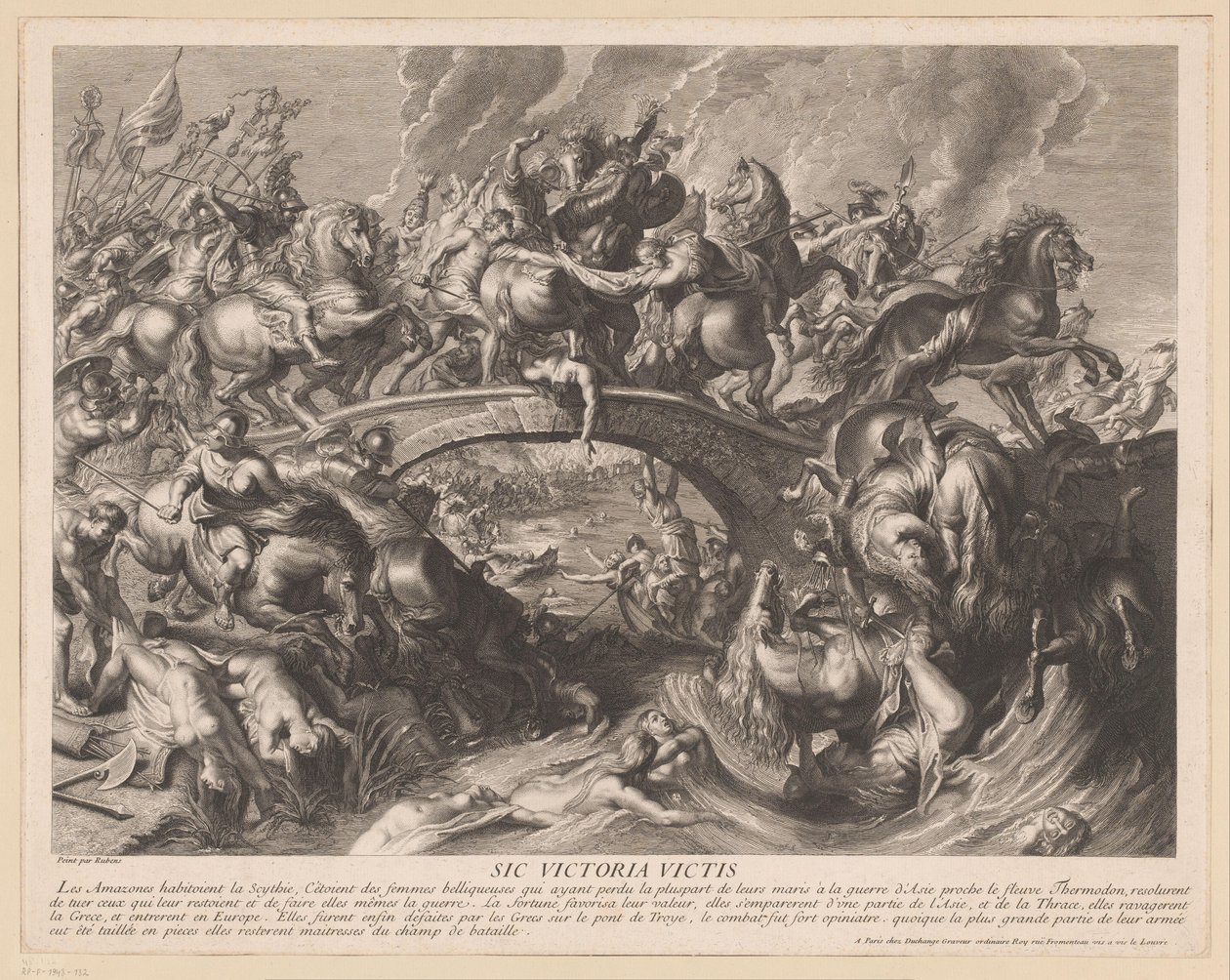 Bitwa Amazonek na moście autorstwa Gaspard Duchange (attributed to)