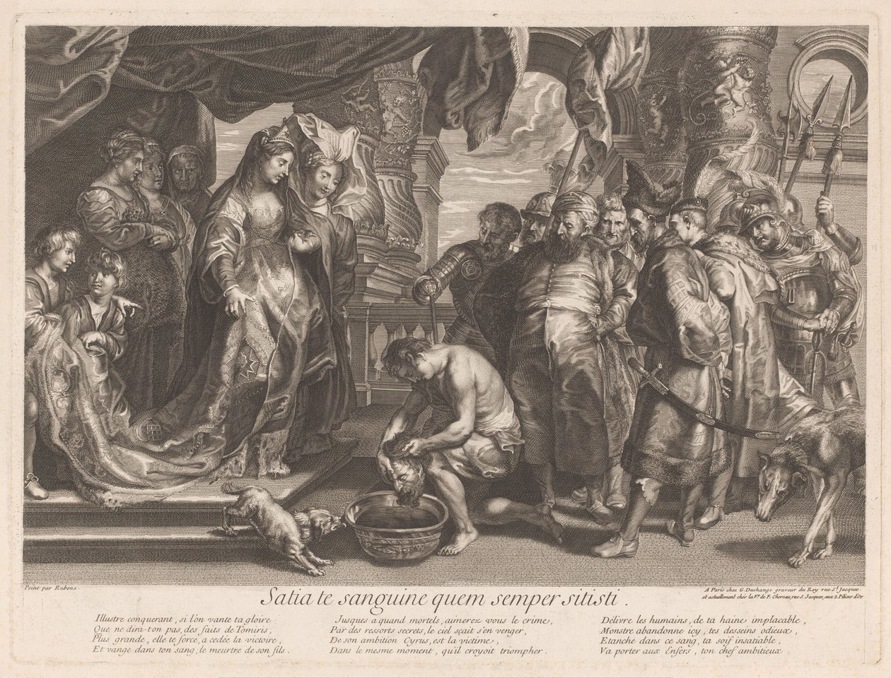 Thomiris zanurza głowę Cyrusa w misce z krwią autorstwa Gaspard Duchange (attributed to)