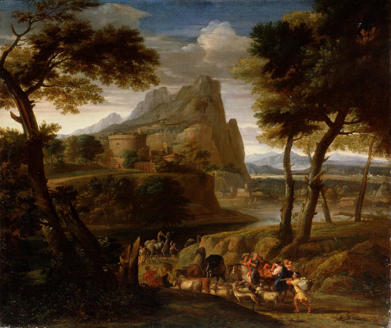 Krajobraz z karawaną, XVII wiek autorstwa Gaspard Dughet