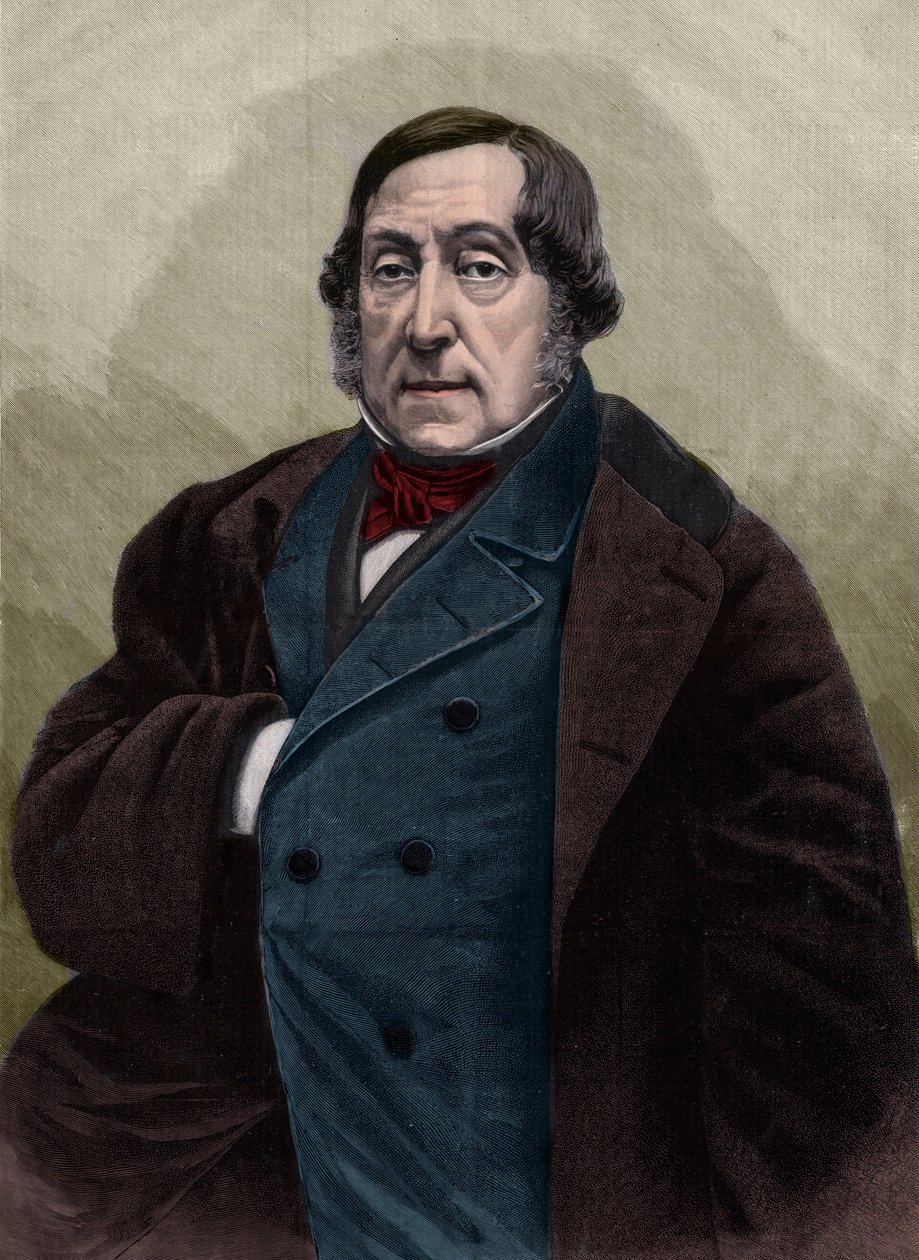 Portret Gioachino (Gioacchino) Rossiniego (1792-1868), włoskiego kompozytora grawerującego po fotografii Nadara. autorstwa Gaspard Felix Tournachon Nadar