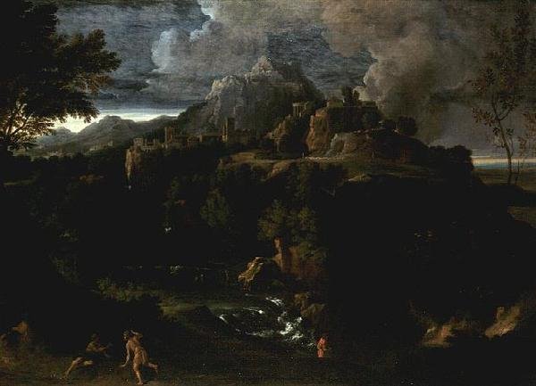 Krajobraz z postaciami (olej) autorstwa Gaspard Poussin Dughet